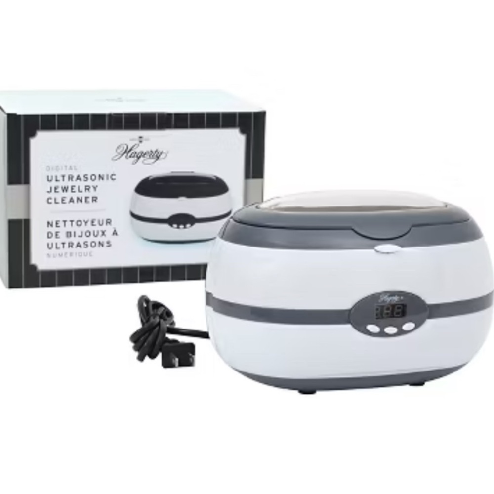 Digital Ultrasonic Jewelry Cleaner - White and Gray